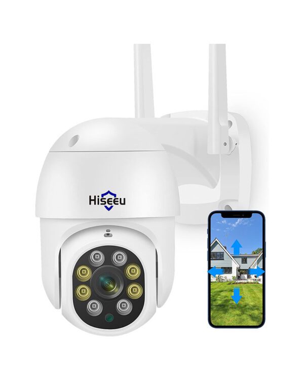 SKU-003059a00722 - Hiseeu 2K 3MP PTZ Security Camera Outdoor WiFi Camera, Auto Tracking&Light