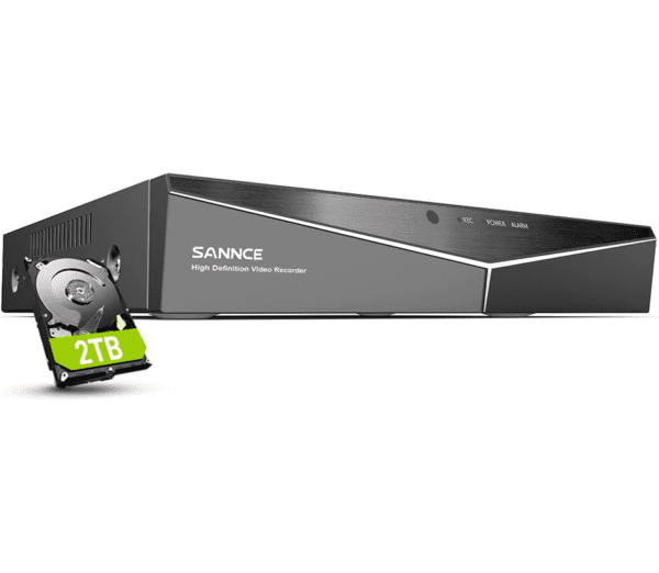 SKU-019599x00735 - Sannce 16 Channel Security CCTV DVR with 2TB Hard Drive 1080P 5-in-1 Hybrid Video Recorder for 2MP TVI AHD C