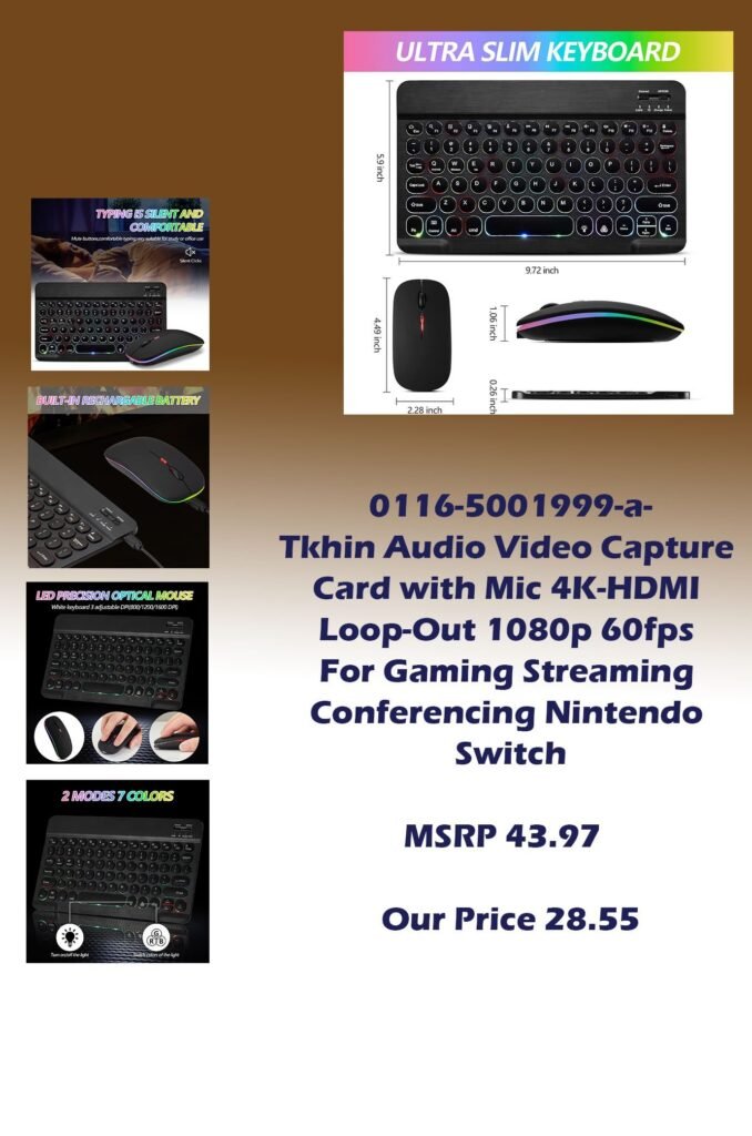 0118-5001699-b-Guiheng Ultra-Slim Bluetooth Keyboard and Mouse Rechargeable 7-Color Backlit for Apple iPad iPhone Samsung Tablet iPhone Smartphone iOS Android_MSRP 37.38  Our Price 24.27 copy