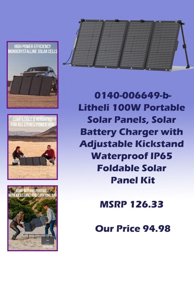 0140-006649-b-Litheli 100W Portable Solar Panels, Solar Battery Charger with Adjustable Kickstand Waterproof IP65 Foldable Solar Panel Kit copy